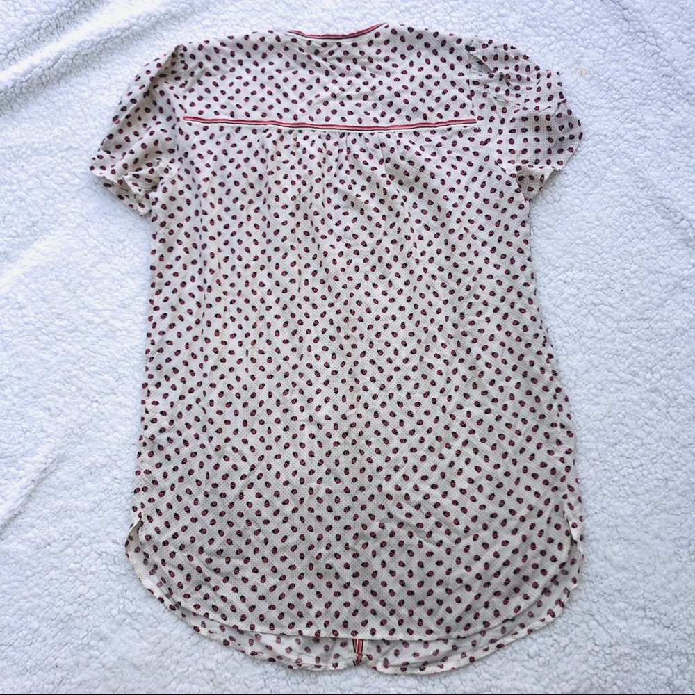 Max Studio Blouse Ladybug Print Button Down Top W… - image 7